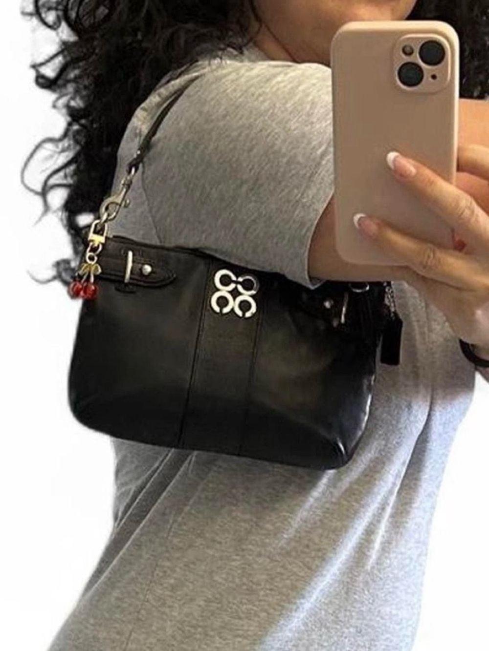 Coach Vintage Black Leather Mini Bag with Silver Logo